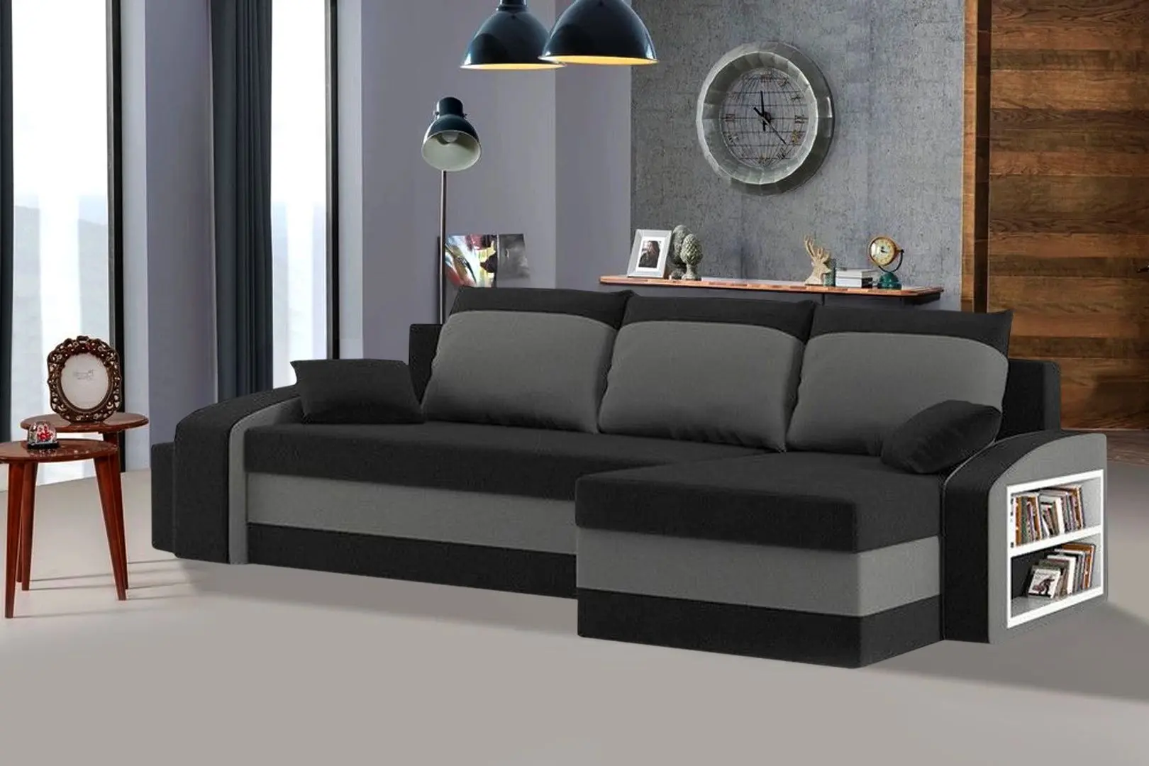 Canapea de colt Magnifico Hewlet Foam Shelf Right/Pouffe Left Mikro 15/Mikro 27 (Black/Grey)