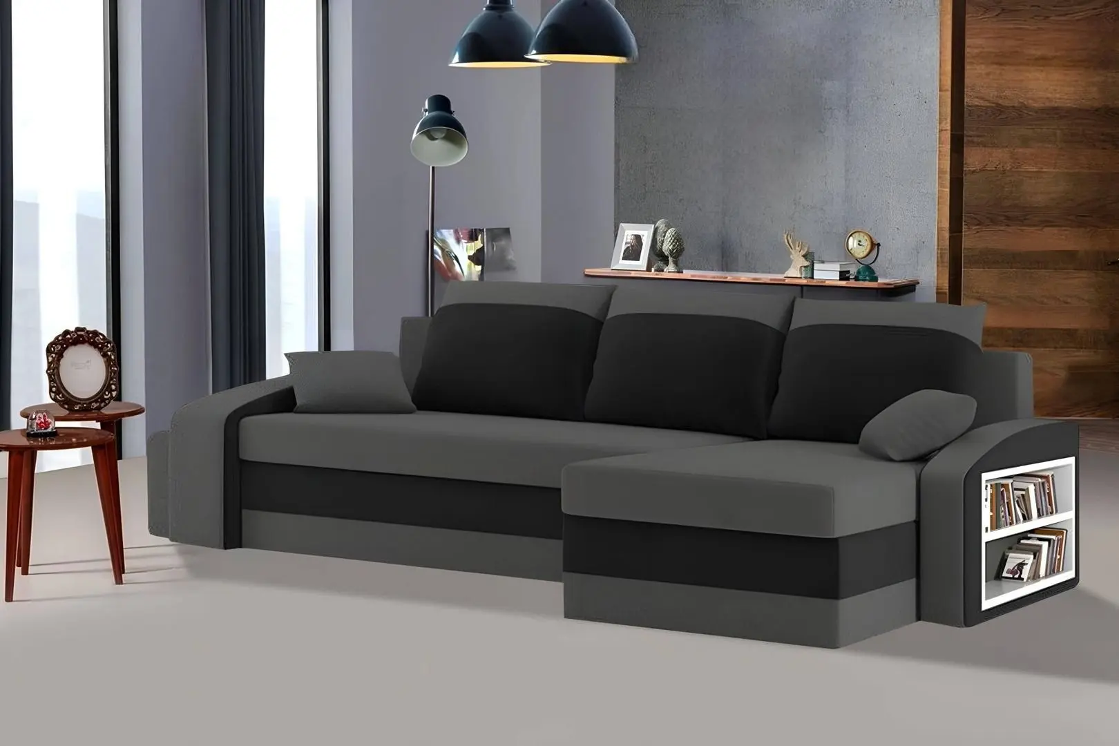 Canapea de colt Magnifico Hewlet Foam Shelf Right/Pouffe Left Mikro 27/Mikro 15 (Grey/Black)
