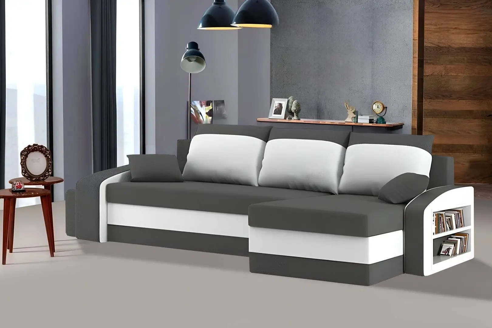 Canapea de colt Magnifico Hewlet Foam Shelf Right/Pouffe Left Mikro 27/Mikro 31 (Grey/White)