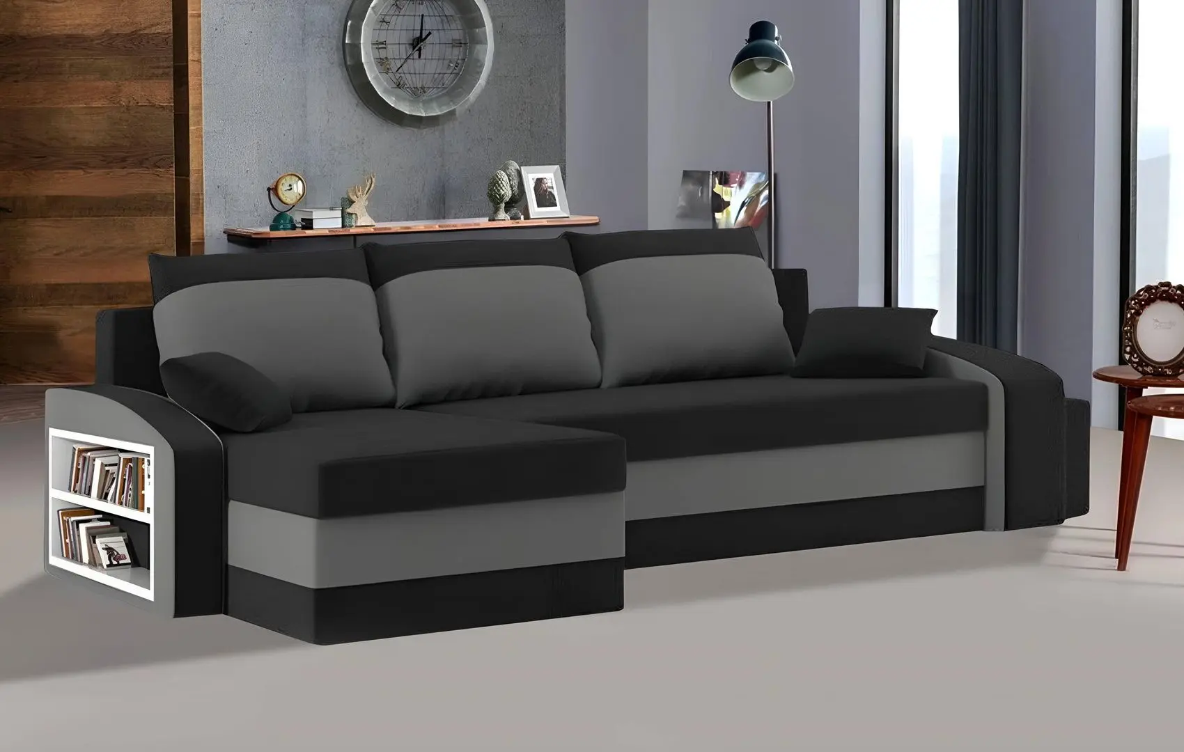 Canapea de colt Magnifico Hewlet Foam Shelf Left/Pouffe Right Mikro 15/Mikro 27 (Black/Grey)