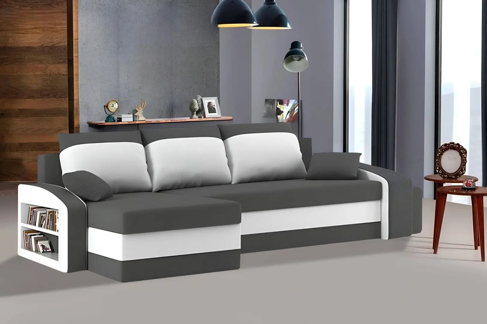 Canapea de colt Magnifico Hewlet Foam Shelf Left/Pouffe Right Mikro 27/Mikro 31 (Grey/White)