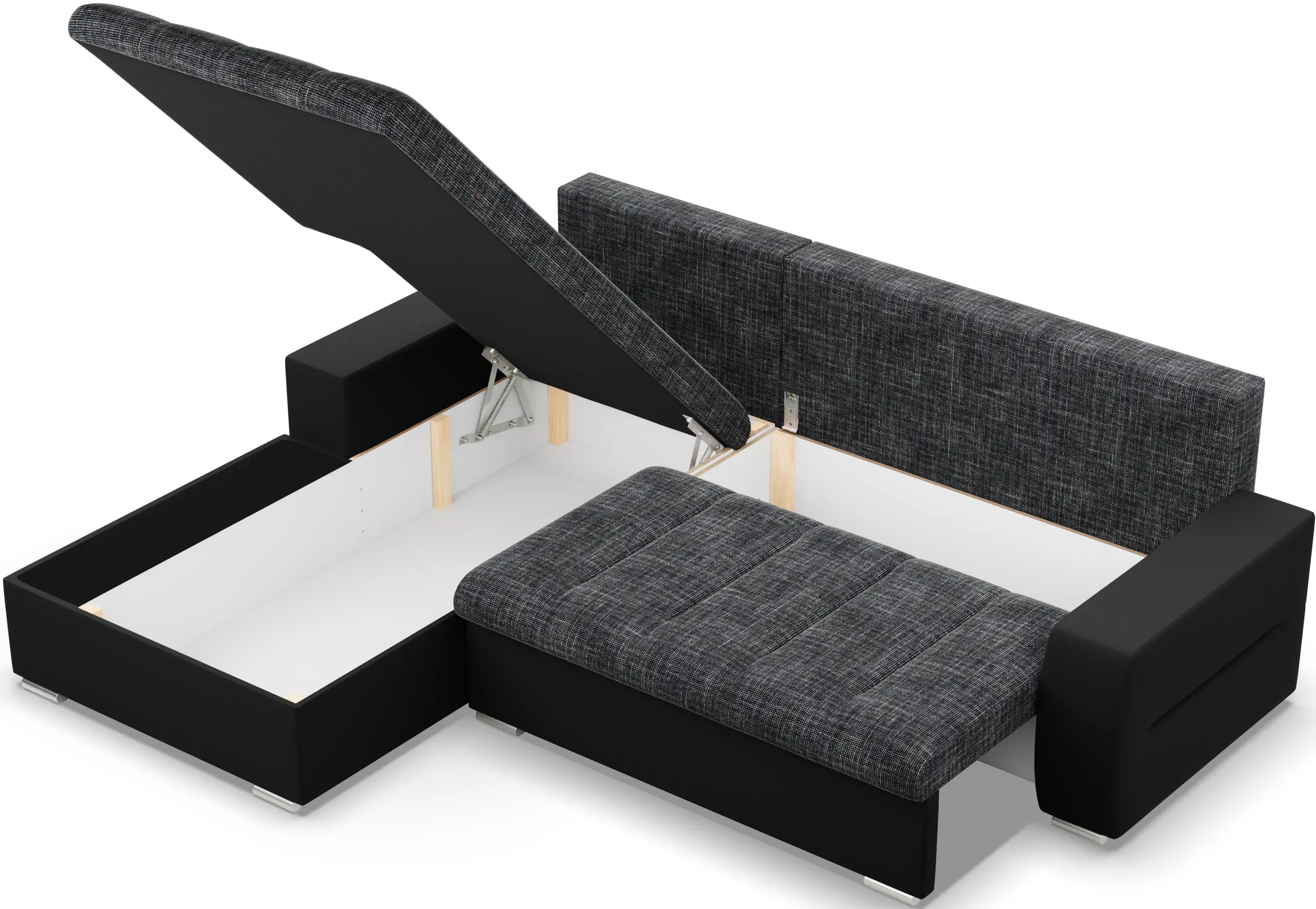 Canapea de colt Magnifico Meble Aurora LL Lawa 17/Real 11 Left (Dark Grey/Black)