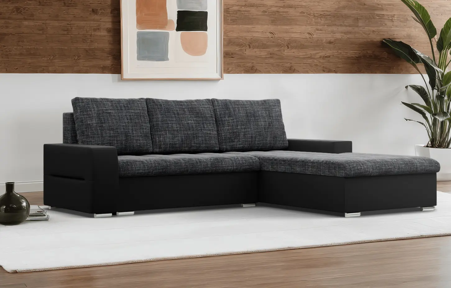 Canapea de colt Magnifico Meble Aurora LL Lawa 17/Real 11 Right (DarkGrey/Black)