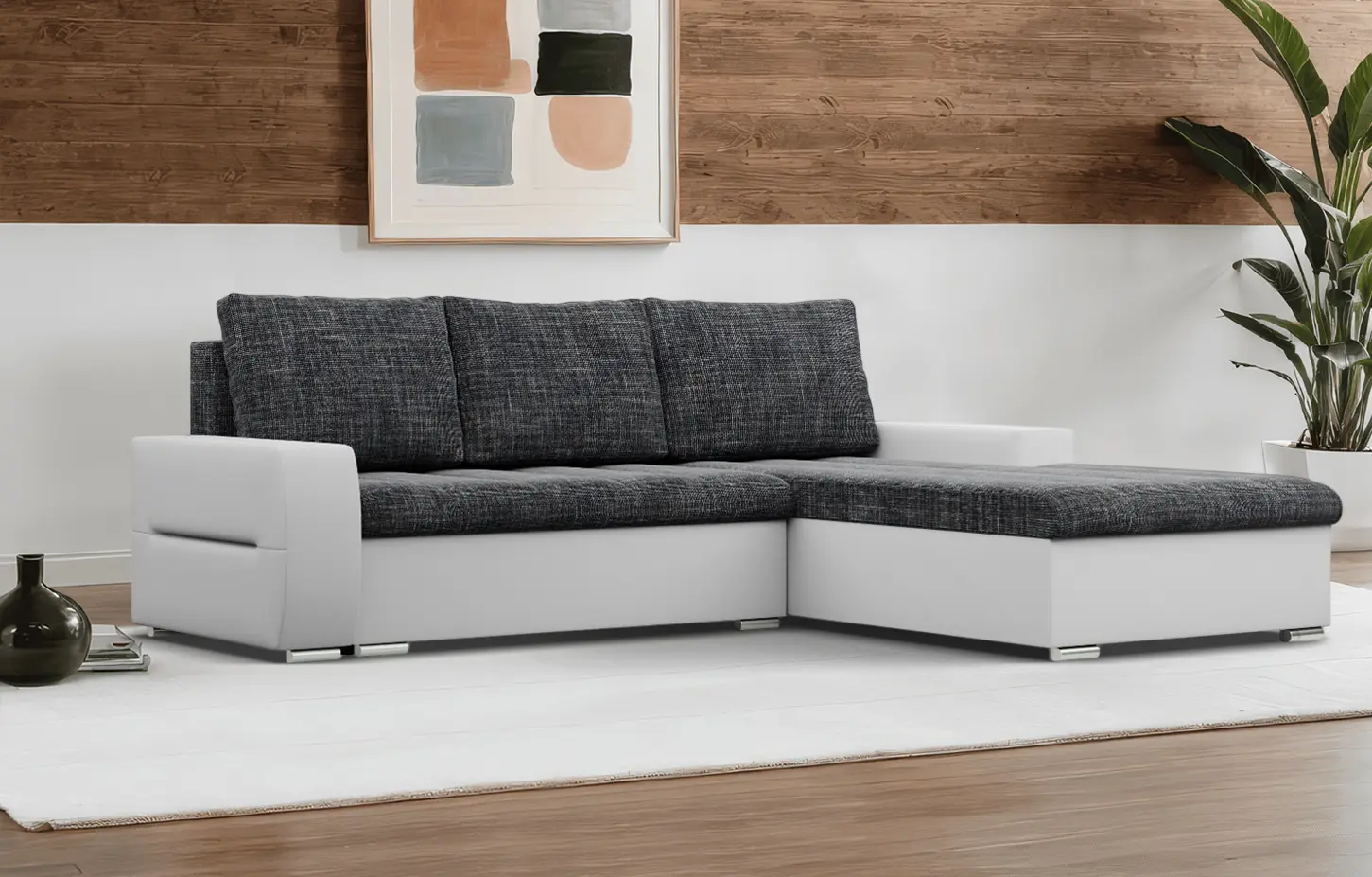 Диван угловой Magnifico Meble Aurora LL Lawa 17/Real 17 Right (Dark Grey/White)