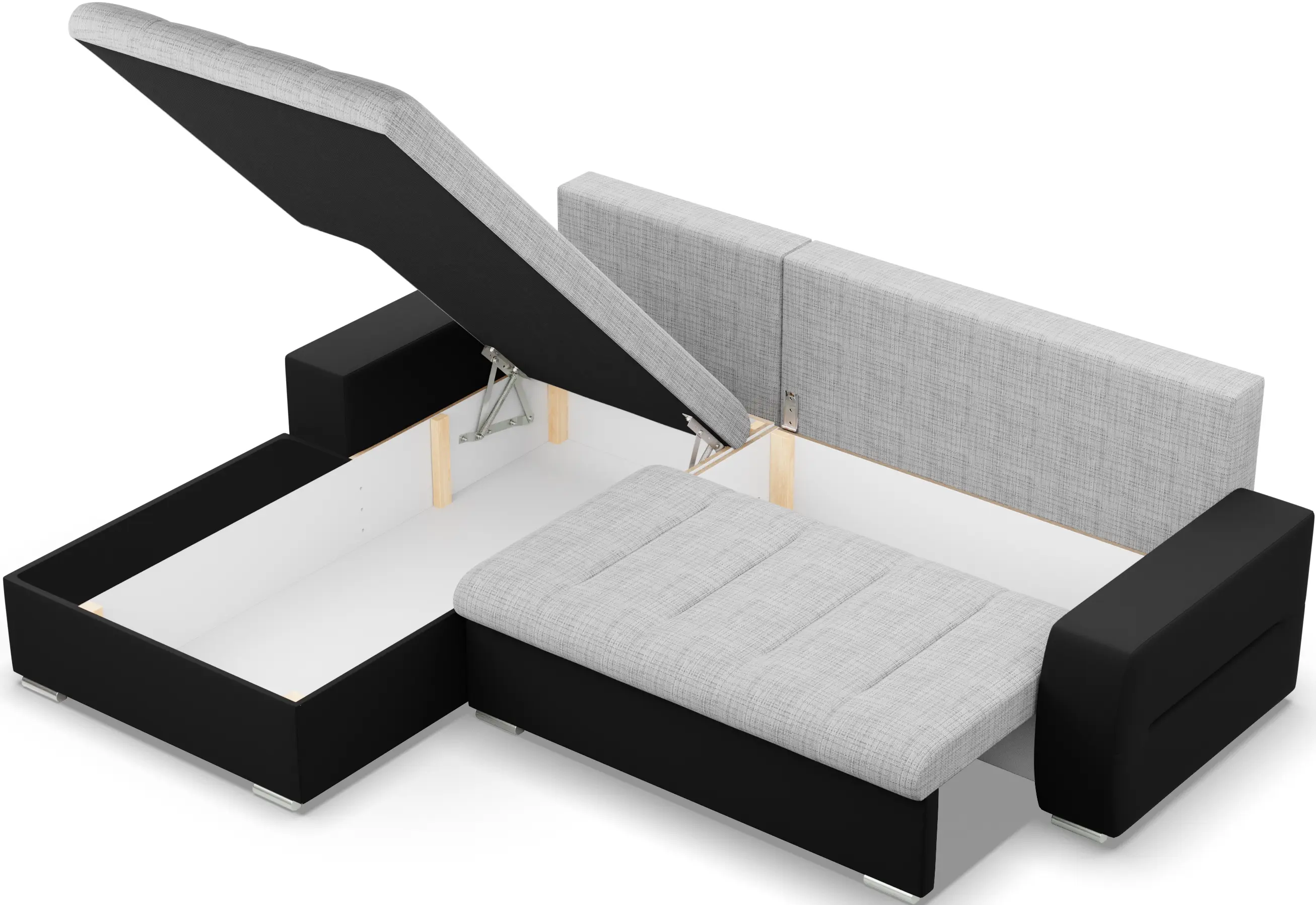 Canapea de colt Magnifico Meble Aurora LL Lawa 9/Real 11 Left (Light Grey/Black)