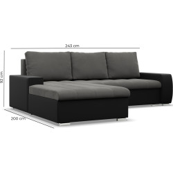 Canapea de colt Magnifico Meble Aurora LL Lawa 9/Real 11 Left (Light Grey/Black) Thumb