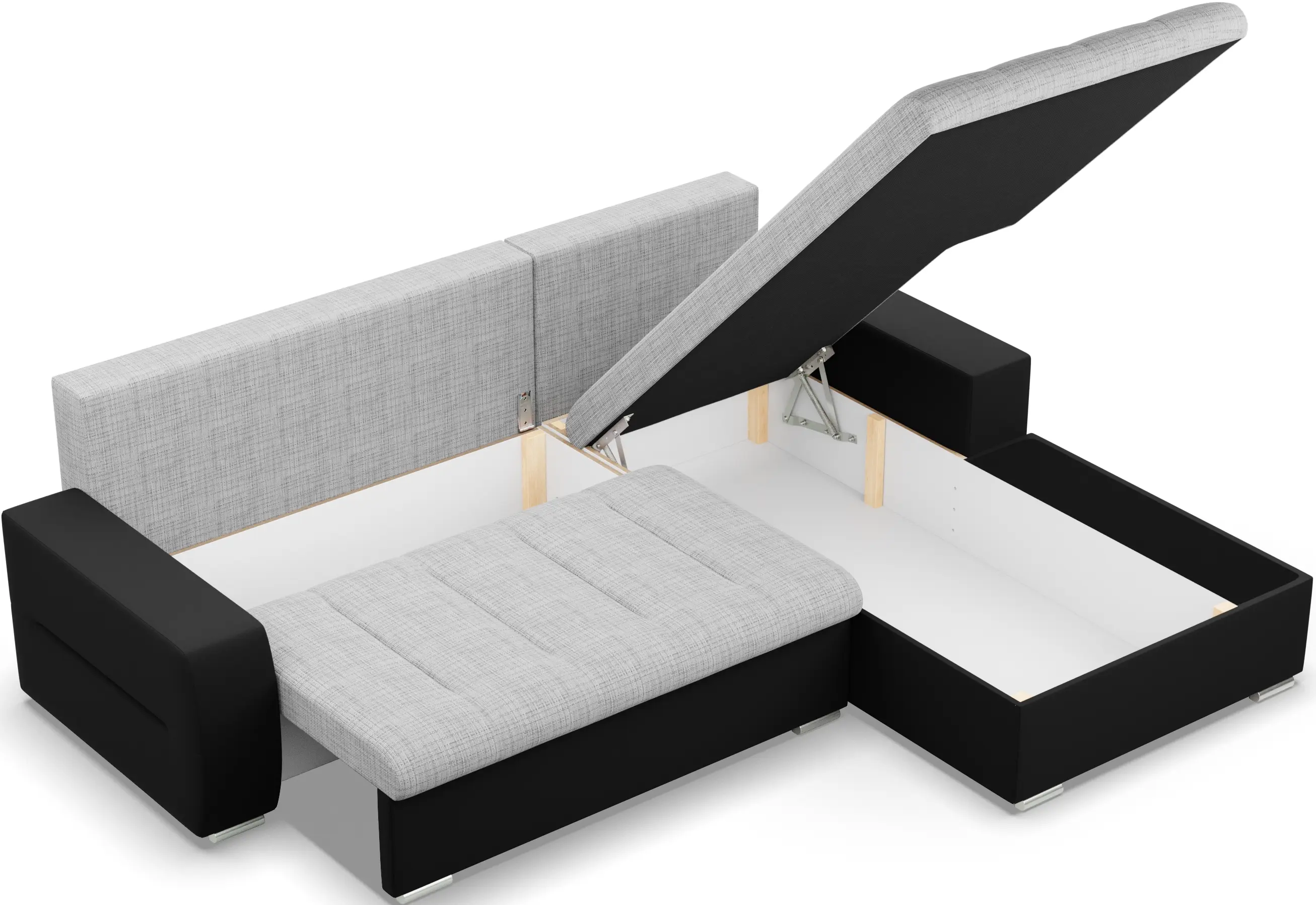 Canapea de colt Magnifico Meble Aurora LL Lawa 9/Real 11 Right (Light Grey/Black)