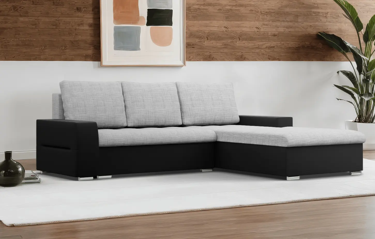 Canapea de colt Magnifico Meble Aurora LL Lawa 9/Real 11 Right (Light Grey/Black)