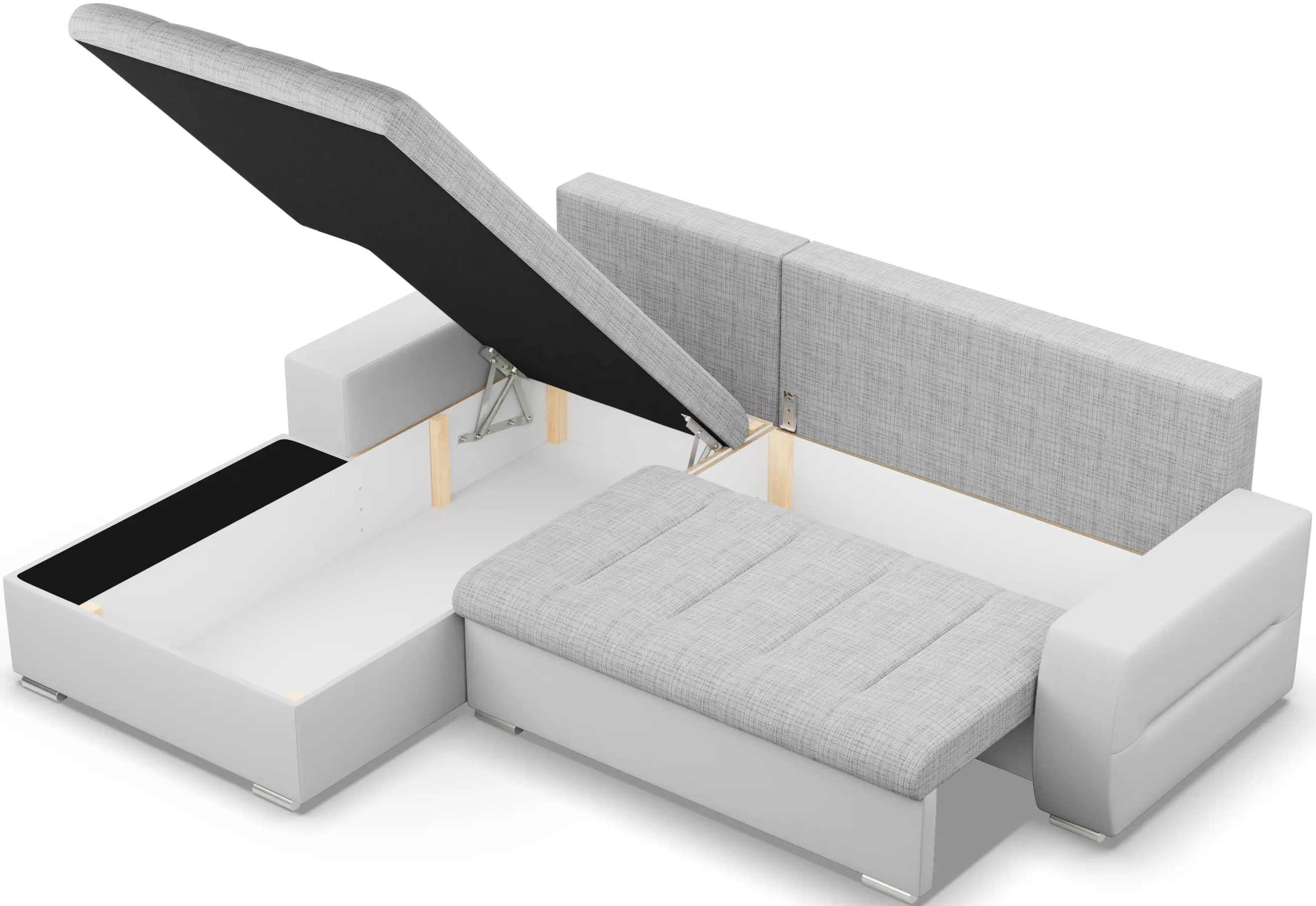 Canapea de colt Magnifico Meble Aurora LL Lawa 9/Real 17 Left (Light Grey/White)