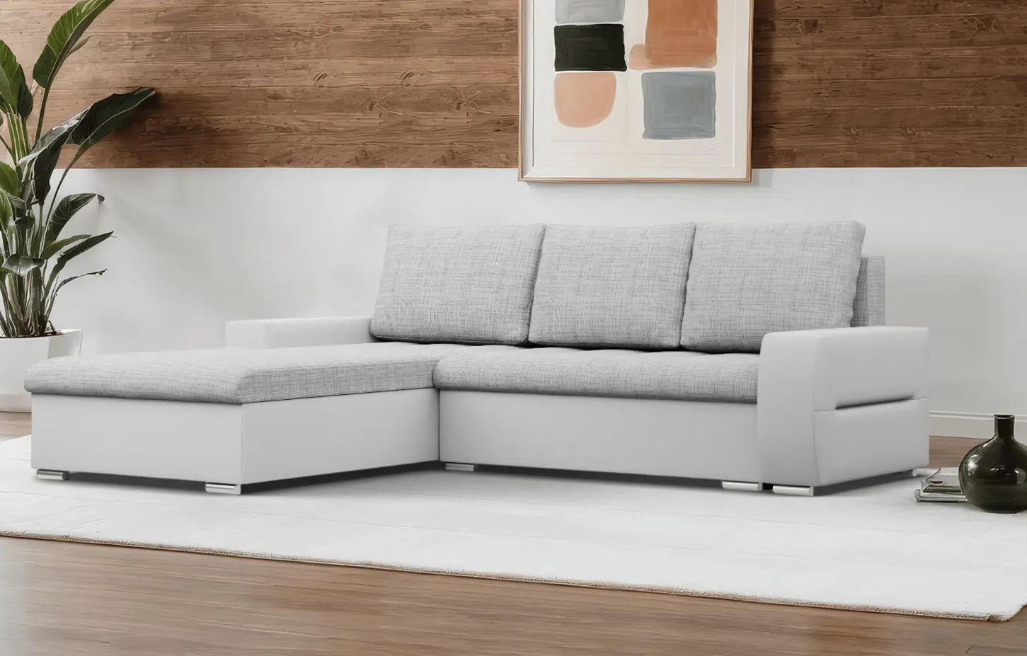 Canapea de colt Magnifico Meble Aurora LL Lawa 9/Real 17 Left (Light Grey/White)