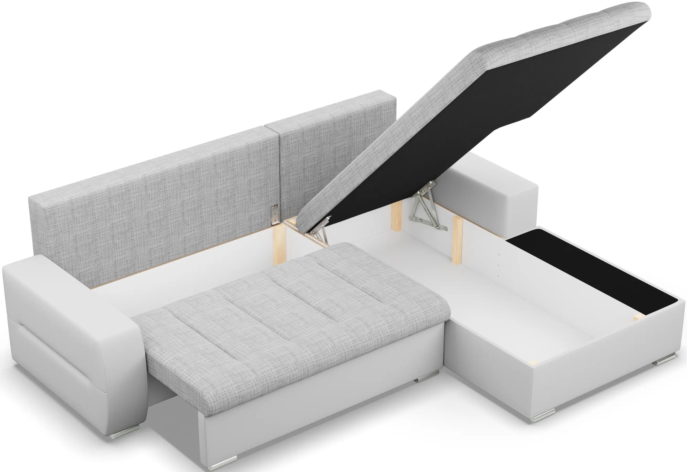 Canapea de colt Magnifico Meble Aurora LL Lawa 9/Real 17 Right (Light Grey/White)