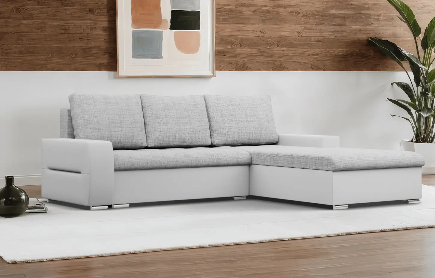 Canapea de colt Magnifico Meble Aurora LL Lawa 9/Real 17 Right (Light Grey/White)