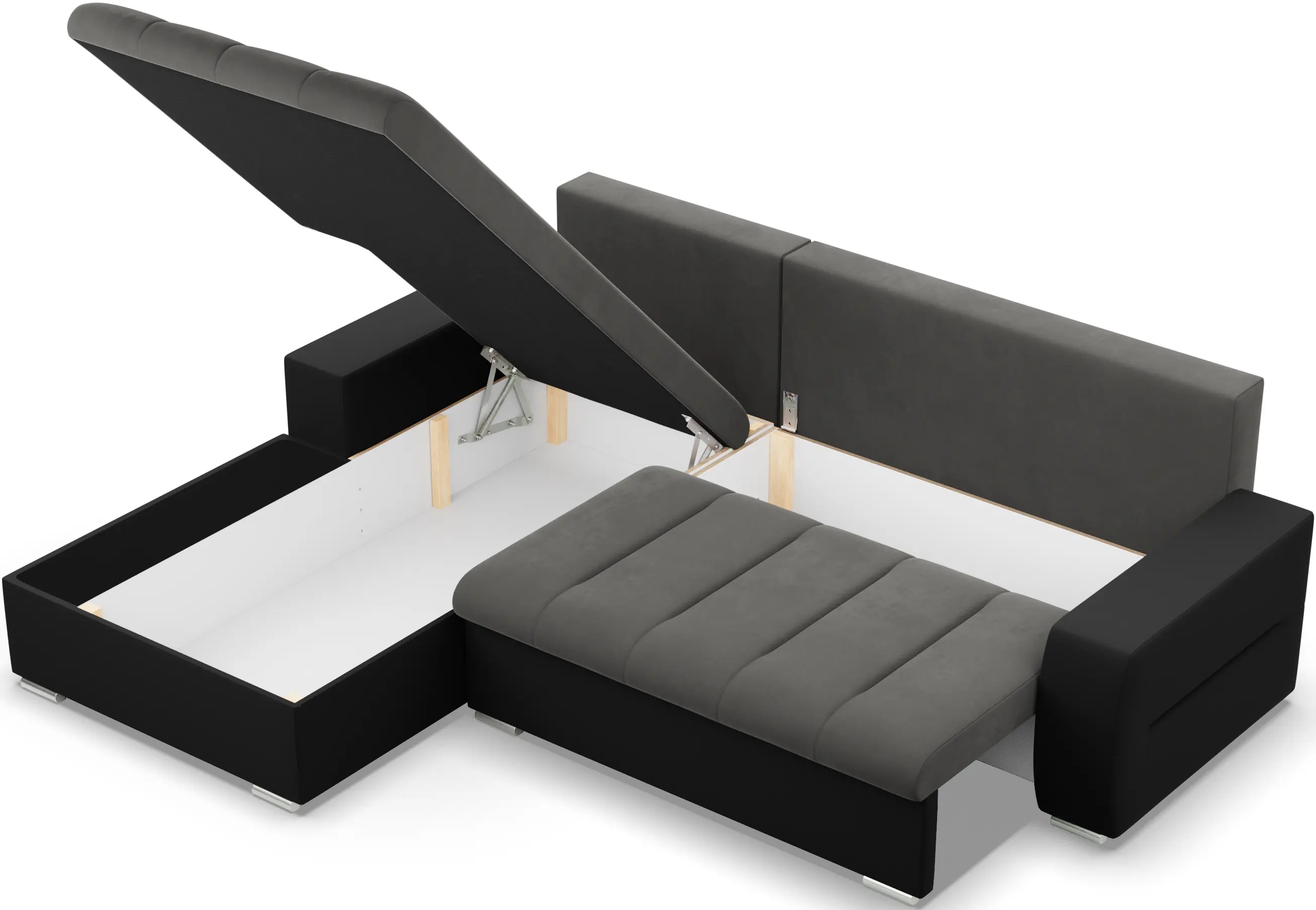 Canapea de colt Magnifico Meble Aurora LL Trinity 15/Real 11 Left (Dark Grey/Black)