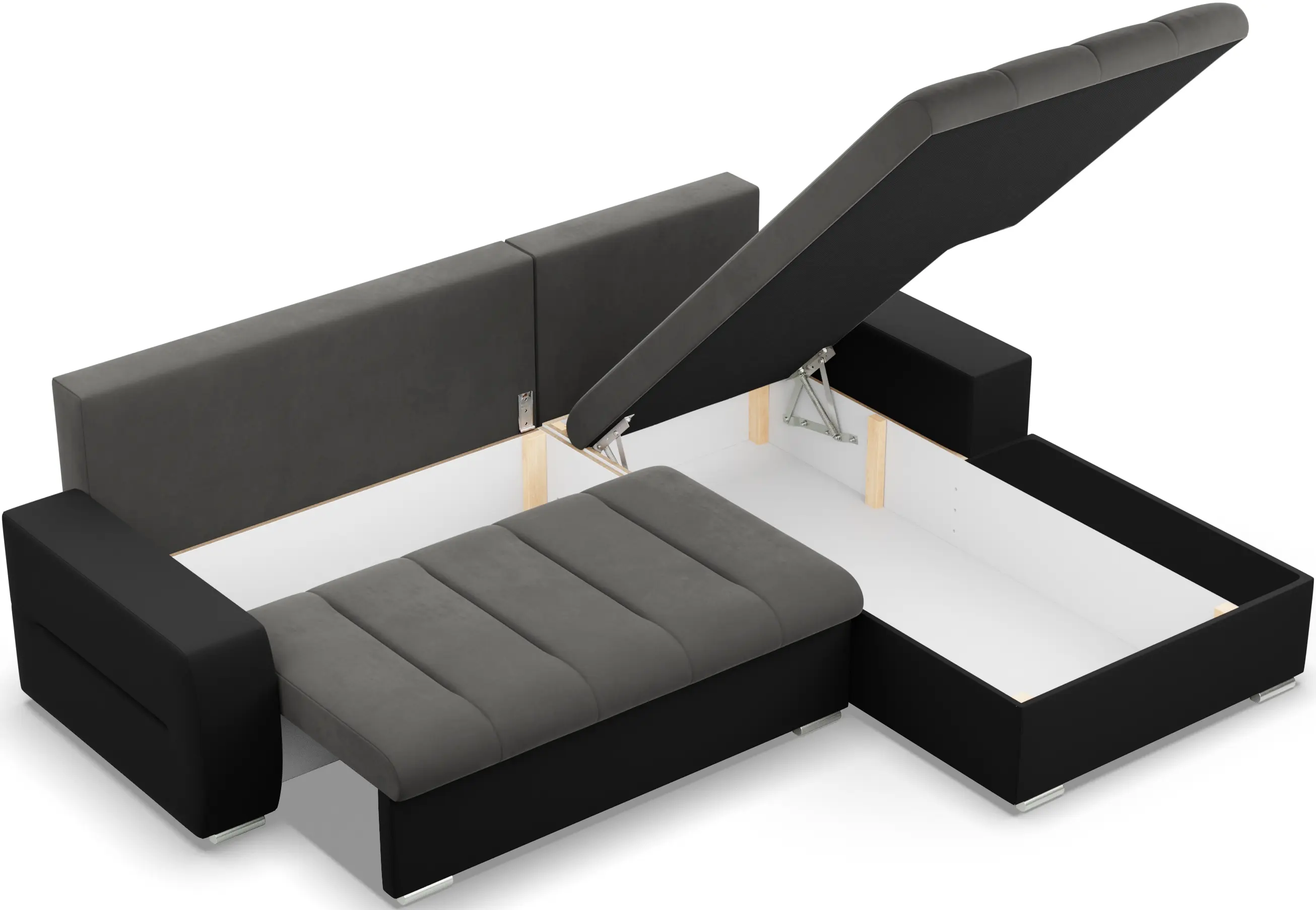 Canapea de colt Magnifico Meble Aurora LL Trinity 15/Real 11 Right (Dark Grey/Black)