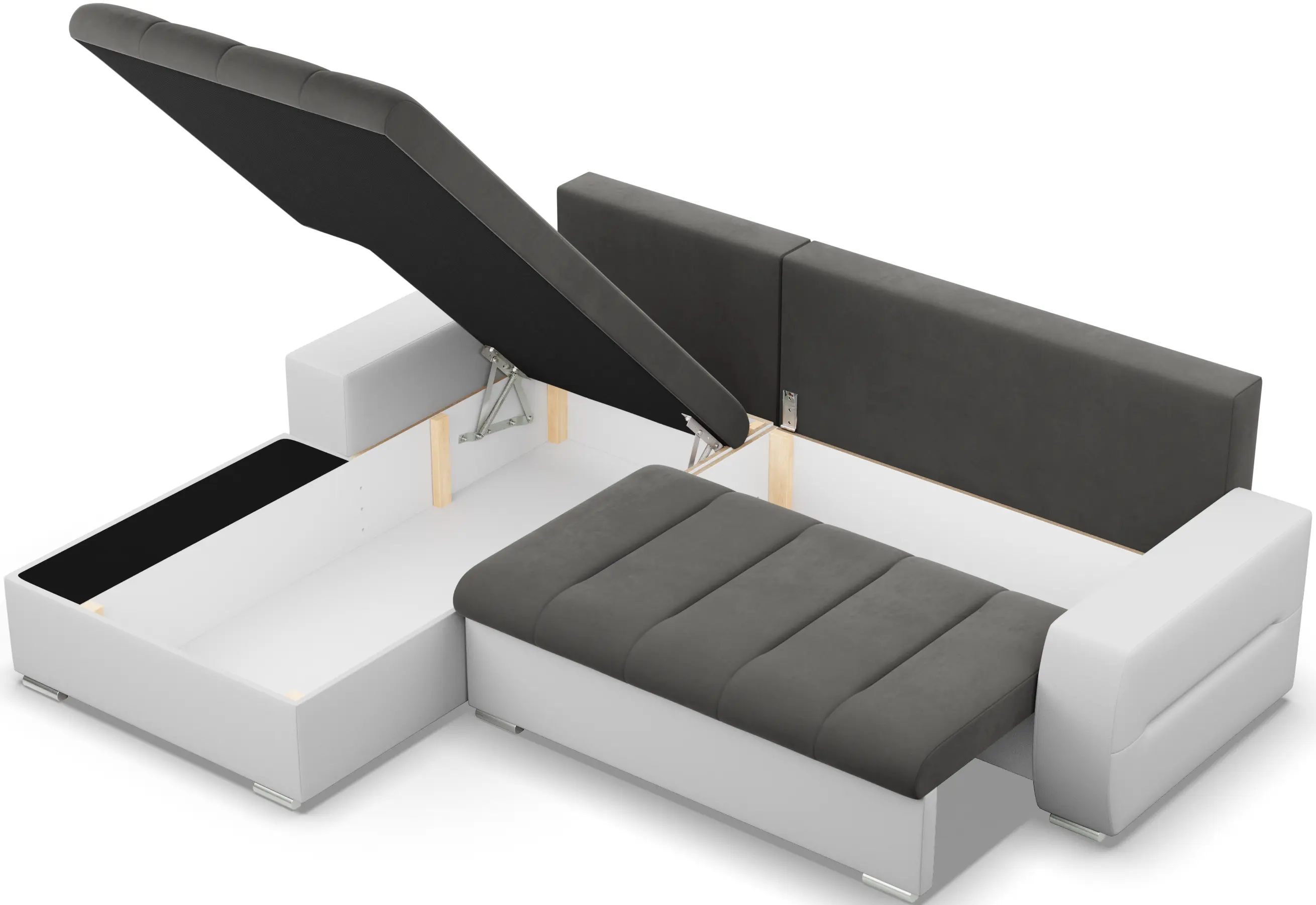 Canapea de colt Magnifico Meble Aurora LL Trinity/Real 17 Left (Dark Grey/White)