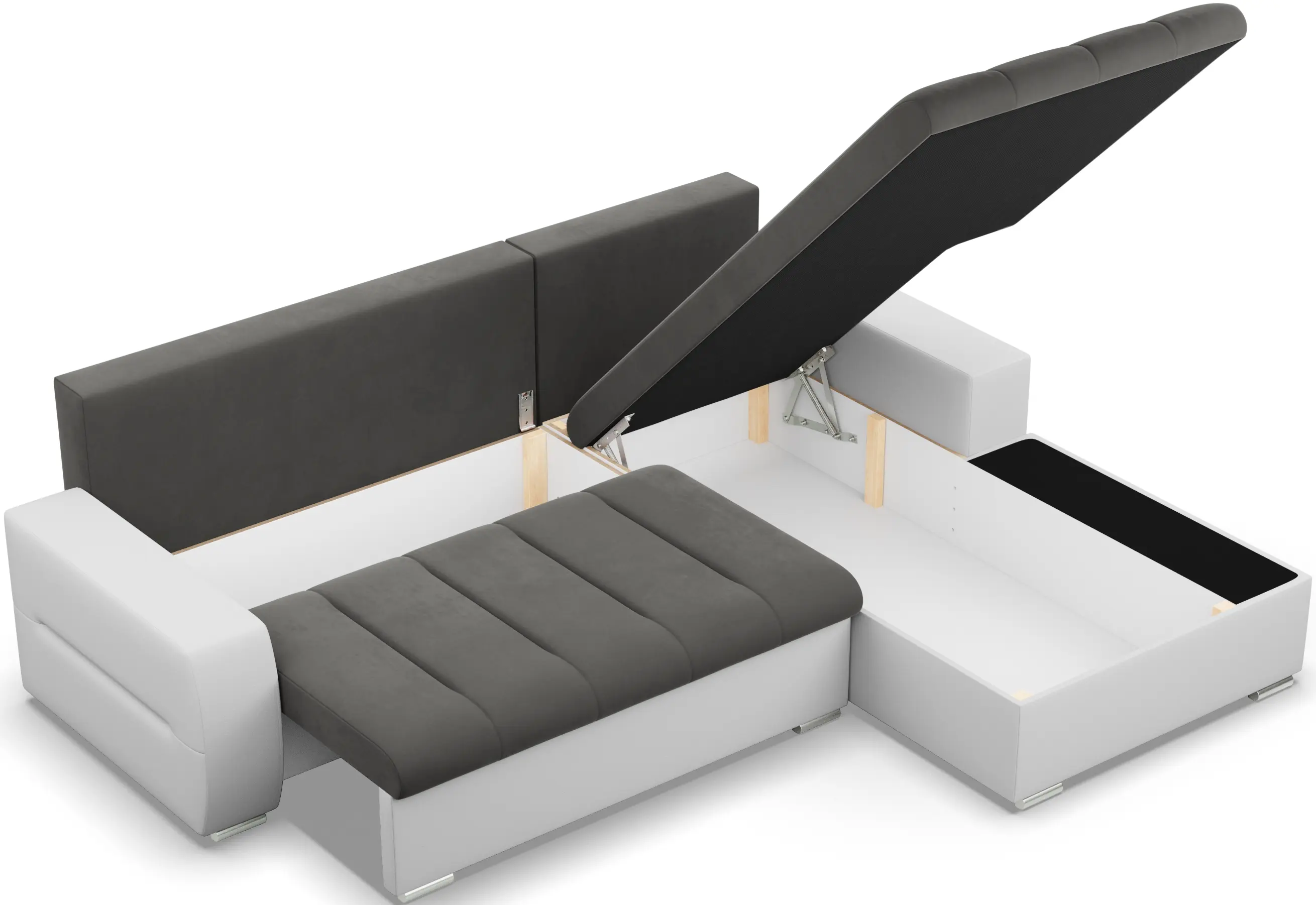 Canapea de colt Magnifico Meble Aurora LL Trinity 15/Real 17 Right (Dark Grey/White)