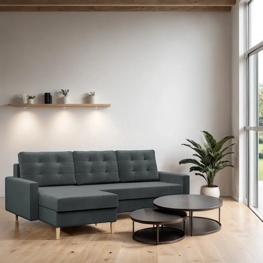 Canapea de colt Magnifico Meble Blank LL Bonell Kronos 34 (Dark Grey)