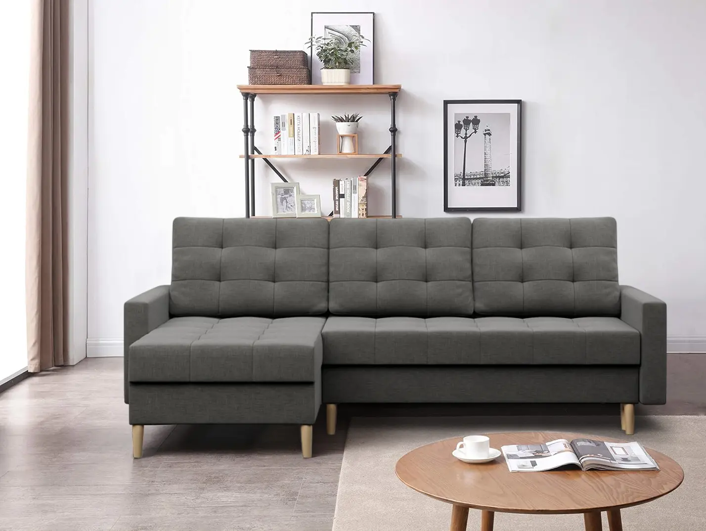 Диван угловой Magnifico Meble Elma LL Bonell Lux 06 (Dark Grey)