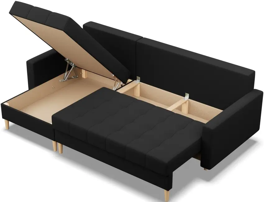 Canapea de colt Magnifico Meble Elma LL Bonell Lux 23 (Black) - 4