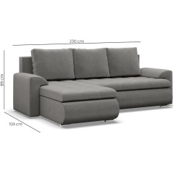 Canapea de colt Magnifico Meble Foresta LL Lawa 09/Real 11 Left (Light Grey/Black) Thumb