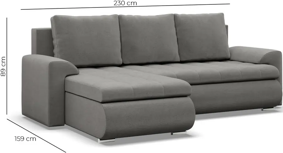 Canapea de colt Magnifico Meble Foresta LL Lawa 09/Real 11 Left (Light Grey/Black)