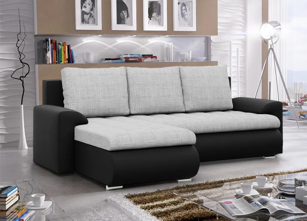 Canapea de colt Magnifico Meble Foresta LL Lawa 09/Real 11 Left (Light Grey/Black)