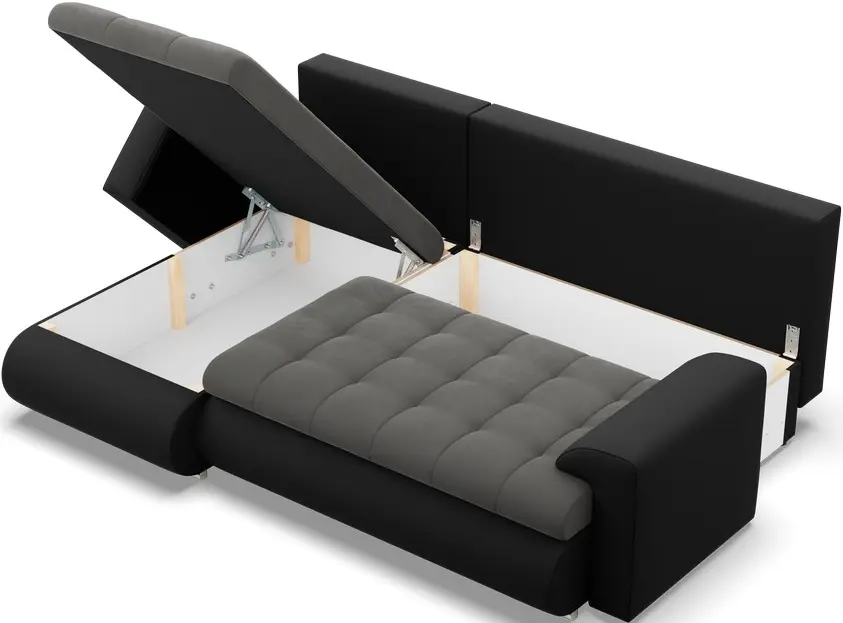 Canapea de colt Magnifico Meble Foresta LL Trinity 15/Real 11 Left (Dark Grey/Black)