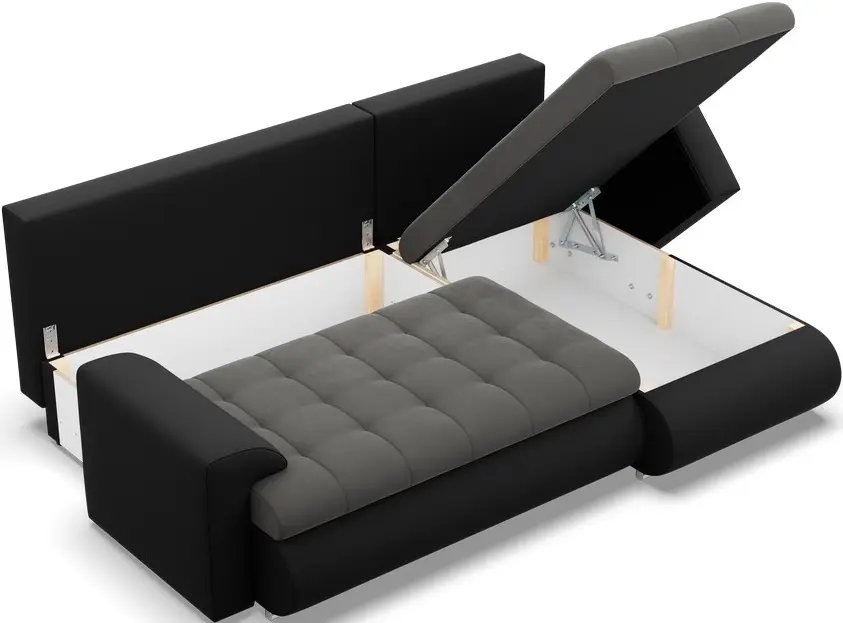 Canapea de colt Magnifico Meble Foresta LL Trinity 15/Real 11 Right (Dark Grey/Black)