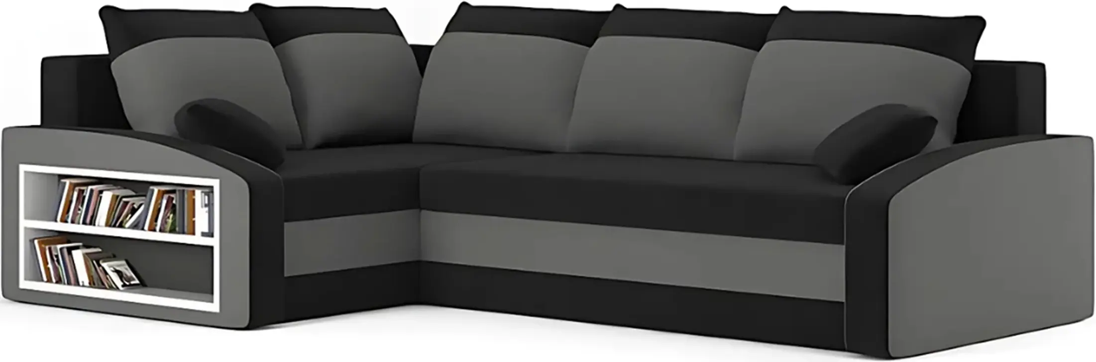 Диван угловой Magnifico Meble Grande Left Shelf Bonell Mikrofaza 15/Mikrofaza 27 Left (Black/Grey)