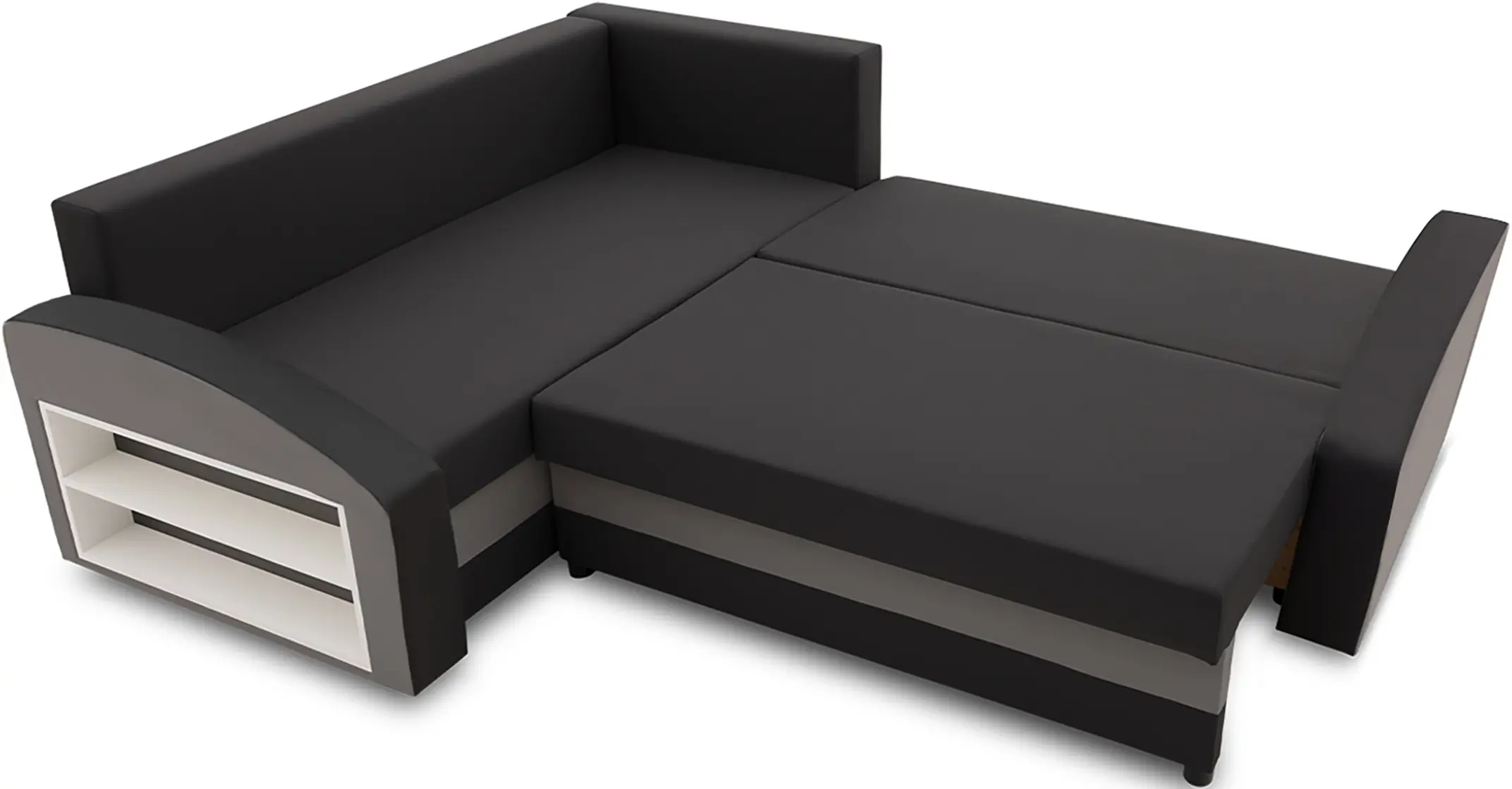 Диван угловой Magnifico Meble Grande Left Shelf Bonell Mikrofaza 15/Mikrofaza 27 Left (Black/Grey)