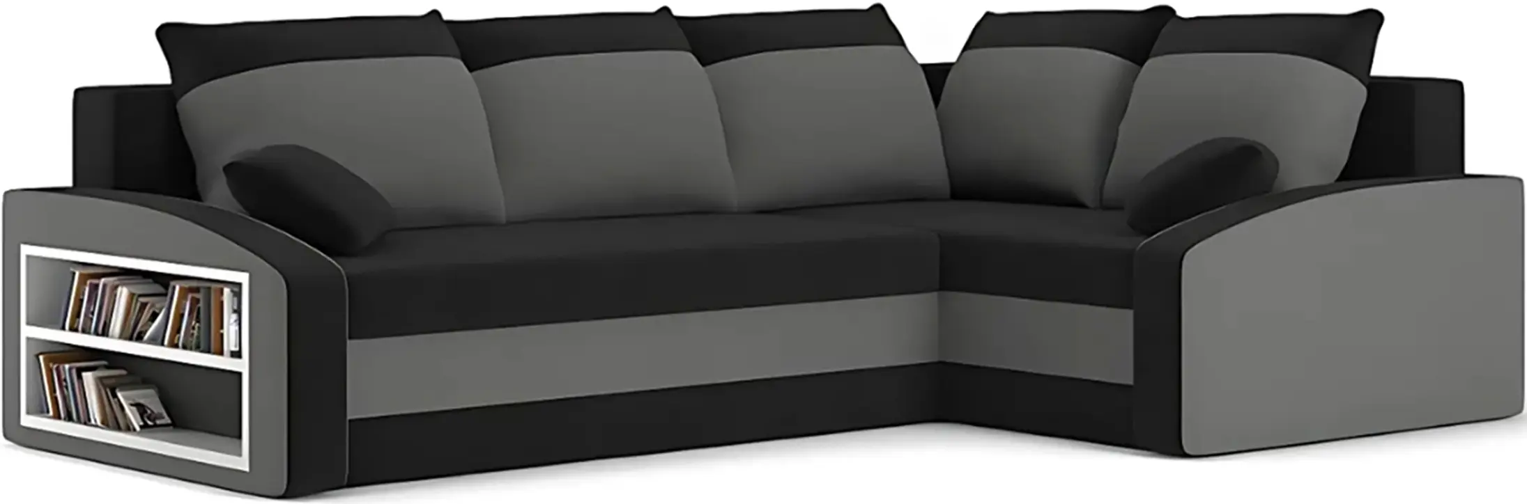 Диван угловой Magnifico Meble Grande Left Shelf Bonell Mikrofaza 15/Mikrofaza 27 Right (Black/Grey)