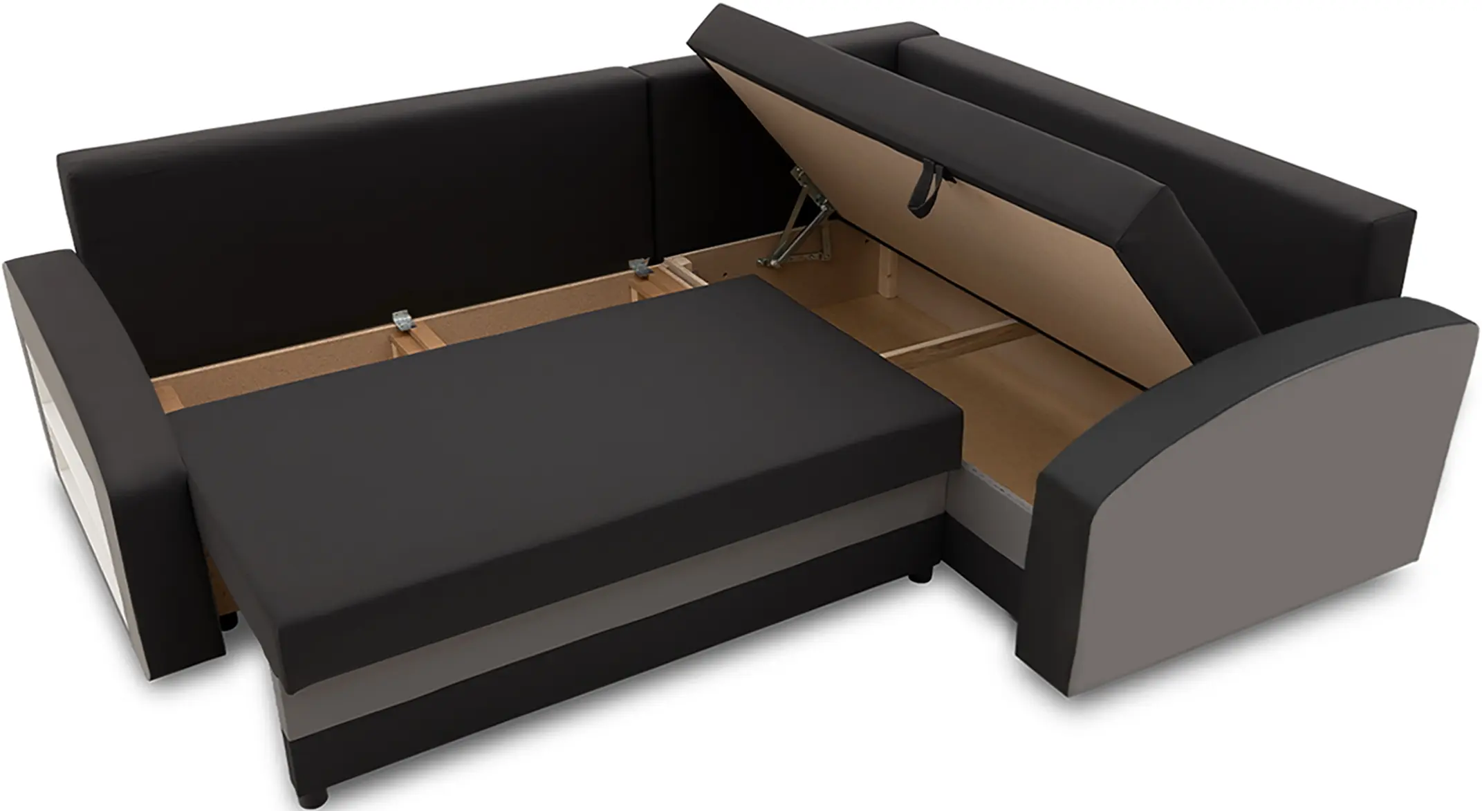 Диван угловой Magnifico Meble Grande Left Shelf Bonell Mikrofaza 15/Mikrofaza 27 Right (Black/Grey)