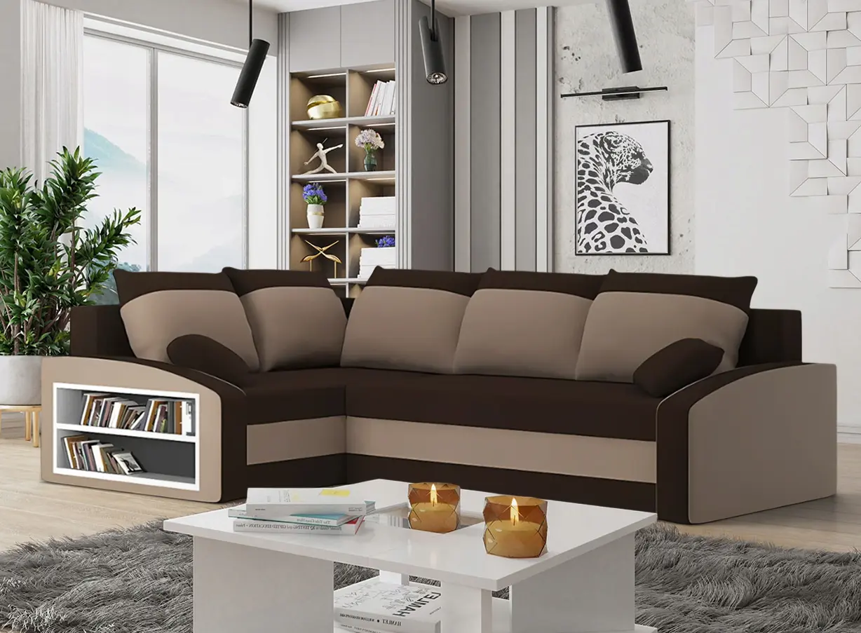 Canapea de colt Magnifico Meble Grande Left Shelf Bonell Mikrofaza 20/Mikrofaza 48 Left (Brown/Cappuccino)