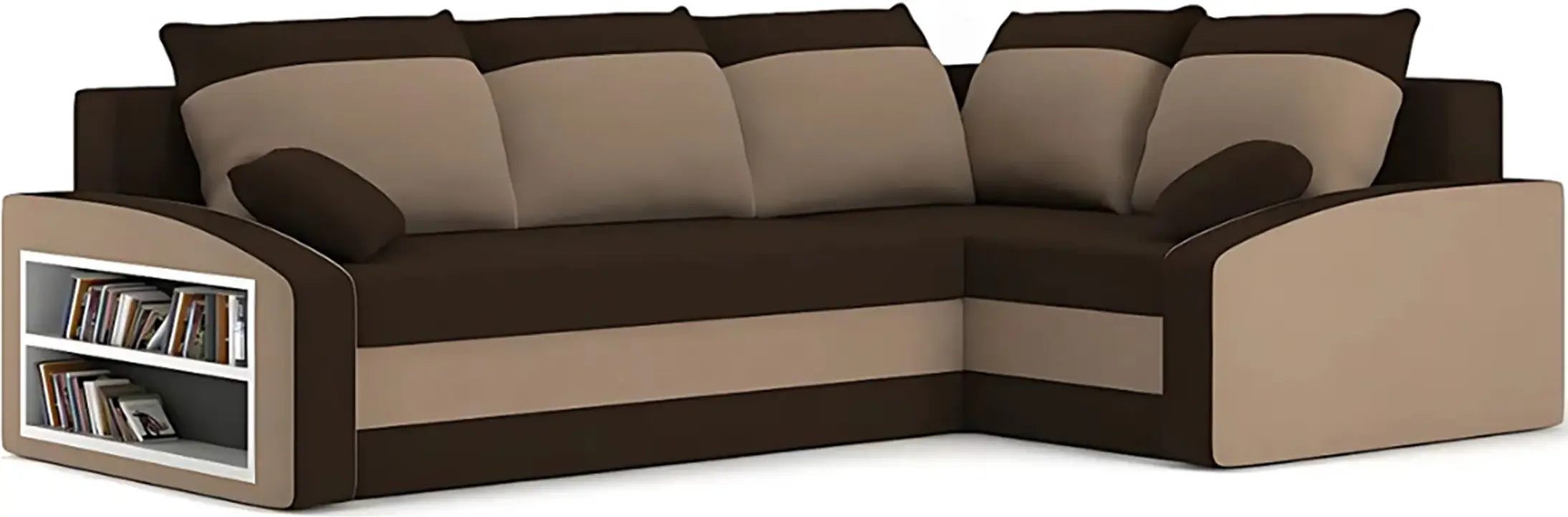 Диван угловой Magnifico Meble Grande Left Shelf Bonell Mikrofaza 20/Mikrofaza 48 Right (Brown/Cappuccino)