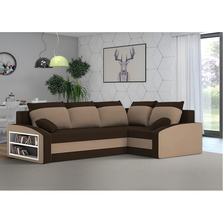 Canapea de colt Magnifico Meble Grande Left Shelf Bonell Mikrofaza 20/Mikrofaza 48 Right (Brown/Cappuccino)