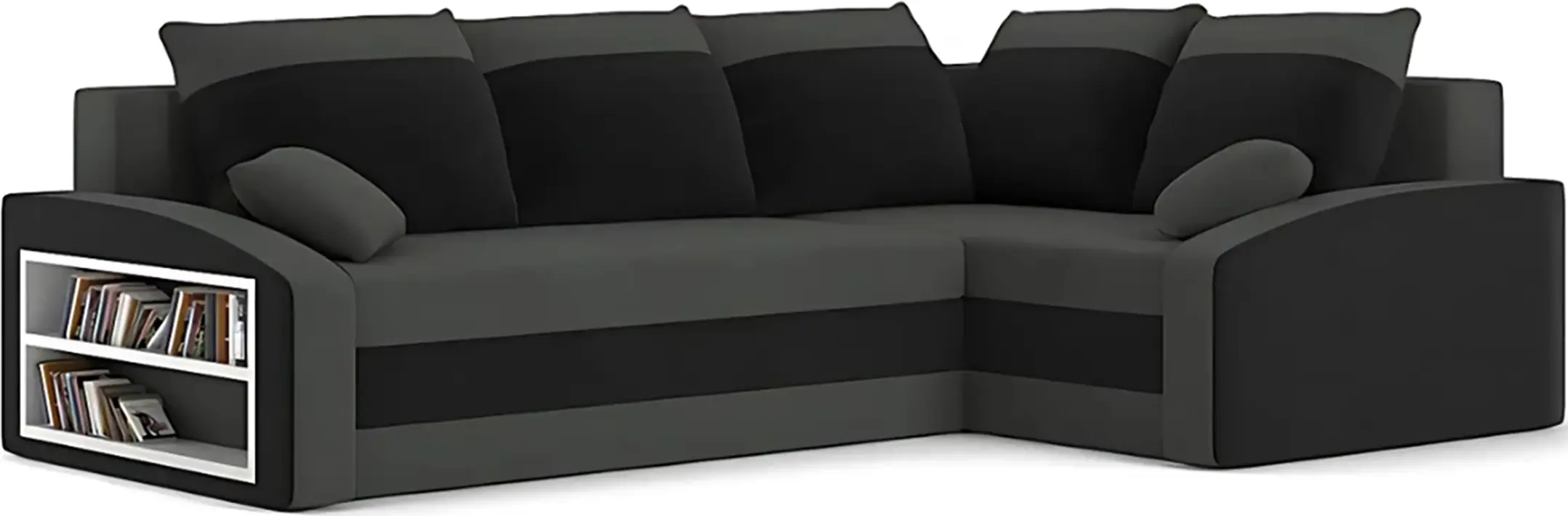 Диван угловой Magnifico Meble Grande Left Shelf Bonell Mikrofaza 27/Mikrofaza 15 Right (Grey/Black)