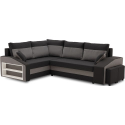 Диван угловой Magnifico Meble Grande Left Shelf/Right Puffs Bonell Mikrofaza 15/Mikrofaza 27 Left (Black/Grey) Thumb