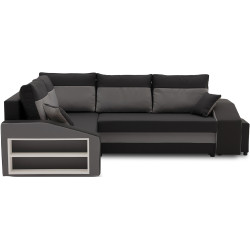 Диван угловой Magnifico Meble Grande Left Shelf/Right Puffs Bonell Mikrofaza 15/Mikrofaza 27 Left (Black/Grey) Thumb