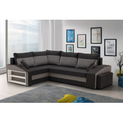 Диван угловой Magnifico Meble Grande Left Shelf/Right Puffs Bonell Mikrofaza 15/Mikrofaza 27 Left (Black/Grey)