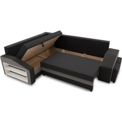 Диван угловой Magnifico Meble Grande Left Shelf/Right Puffs Bonell Mikrofaza 15/Mikrofaza 27 Left (Black/Grey) Thumb