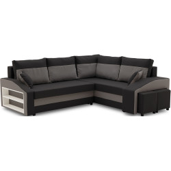 Диван угловой Magnifico Meble Grande Left Shelf/Right Puffs Bonell Mikrofaza 15/Mikrofaza 27 Right (Black/Grey) Thumb