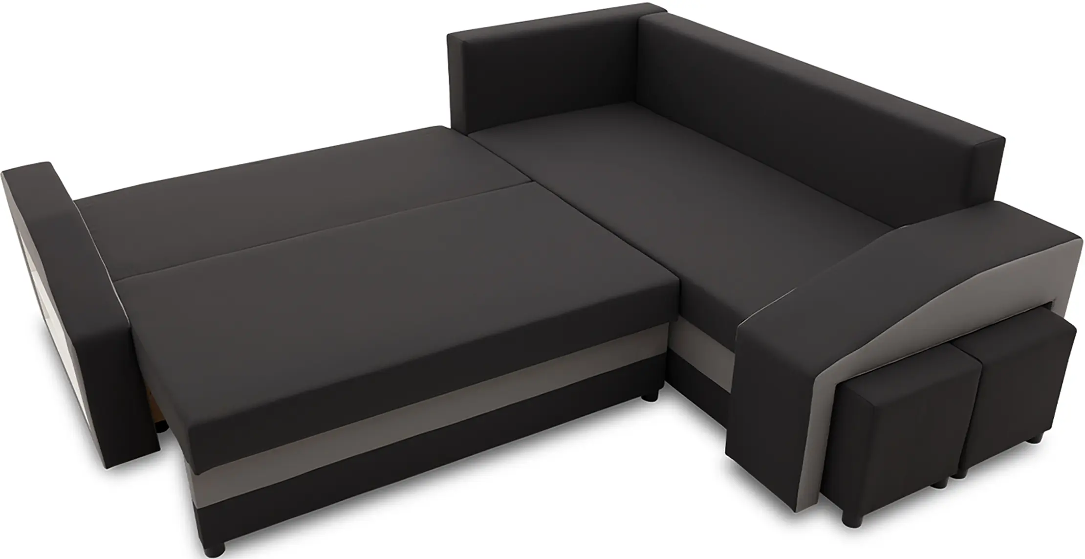 Диван угловой Magnifico Meble Grande Left Shelf/Right Puffs Bonell Mikrofaza 15/Mikrofaza 27 Right (Black/Grey) - 5