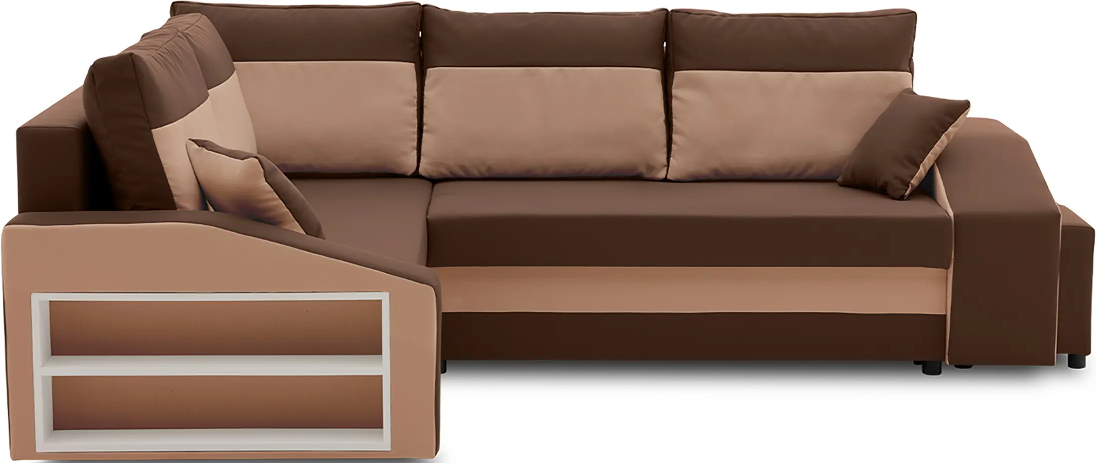 Диван угловой Magnifico Meble Grande Left Shelf/Right Puffs Bonell Mikrofaza 20/Mikrofaza 48 Left (Brown/Cappuccino) - 3