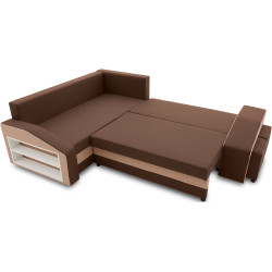 Диван угловой Magnifico Meble Grande Left Shelf/Right Puffs Bonell Mikrofaza 20/Mikrofaza 48 Left (Brown/Cappuccino) Thumb