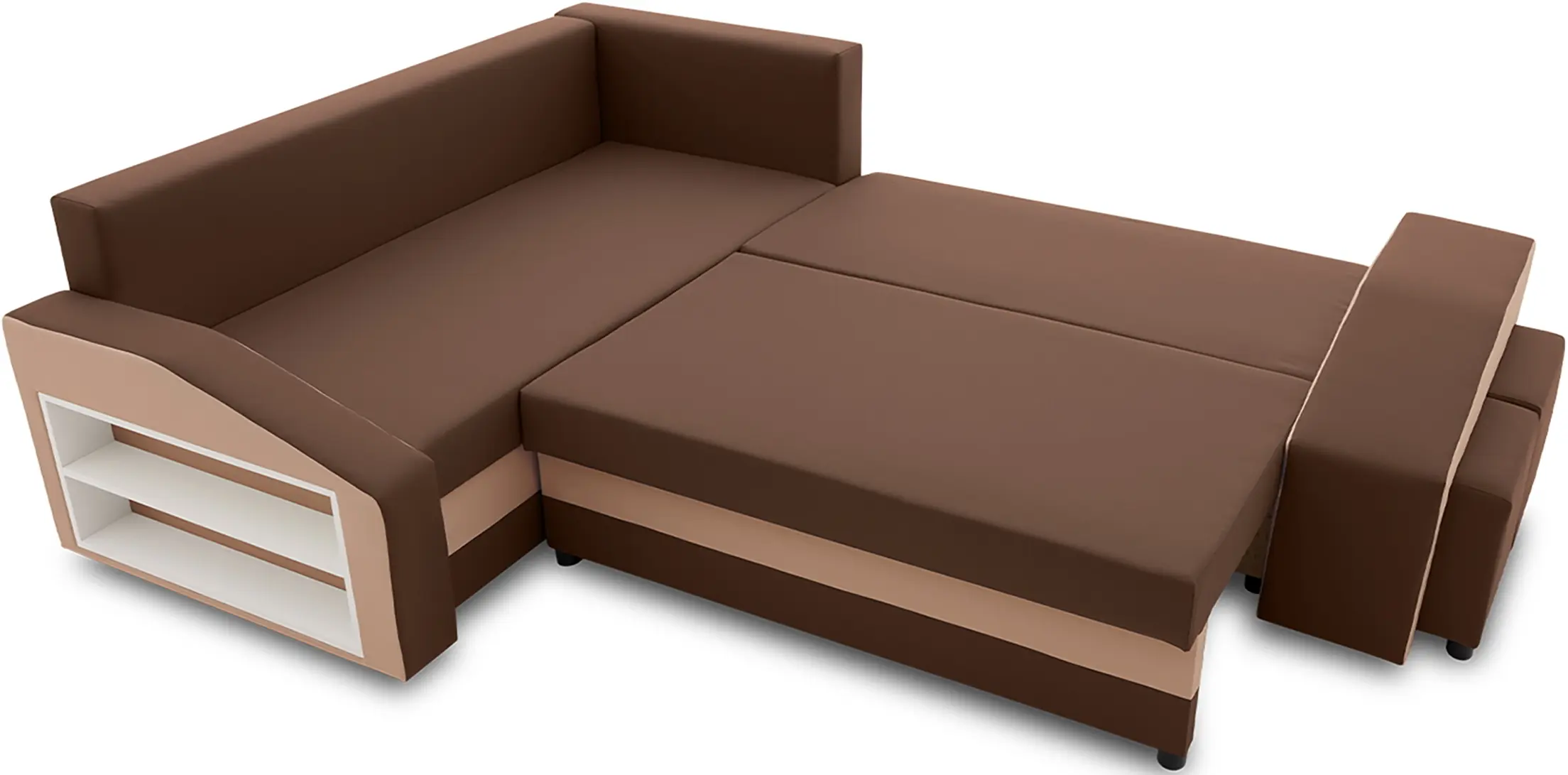 Диван угловой Magnifico Meble Grande Left Shelf/Right Puffs Bonell Mikrofaza 20/Mikrofaza 48 Left (Brown/Cappuccino) - 5