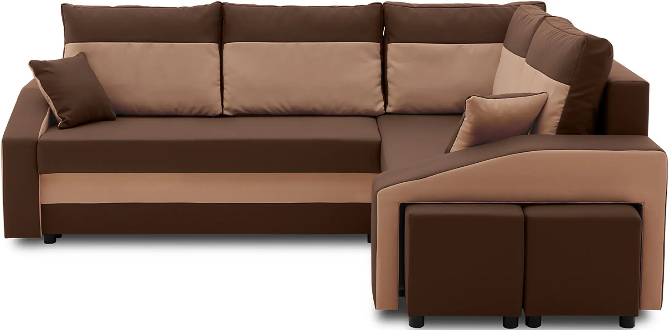 Диван угловой Magnifico Meble Grande Left Shelf/Right Puffs Bonell Mikrofaza 20/Mikrofaza 48 Right (Brown/Cappuccino) - 3