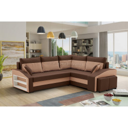 Диван угловой Magnifico Meble Grande Left Shelf/Right Puffs Bonell Mikrofaza 20/Mikrofaza 48 Right (Brown/Cappuccino)