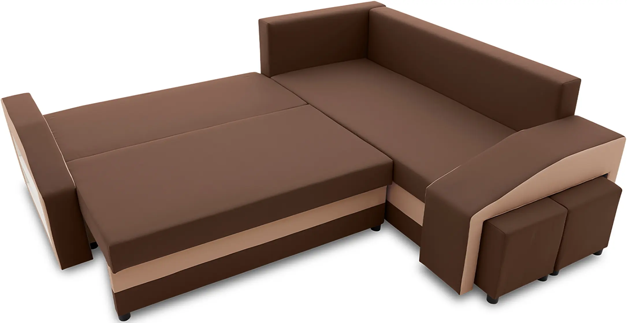 Диван угловой Magnifico Meble Grande Left Shelf/Right Puffs Bonell Mikrofaza 20/Mikrofaza 48 Right (Brown/Cappuccino) - 5