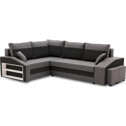 Диван угловой Magnifico Meble Grande Left Shelf/Right Puffs Bonell Mikrofaza 27/Mikrofaza 15 Left (Grey/Black) Thumb