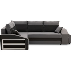 Диван угловой Magnifico Meble Grande Left Shelf/Right Puffs Bonell Mikrofaza 27/Mikrofaza 15 Left (Grey/Black) Thumb